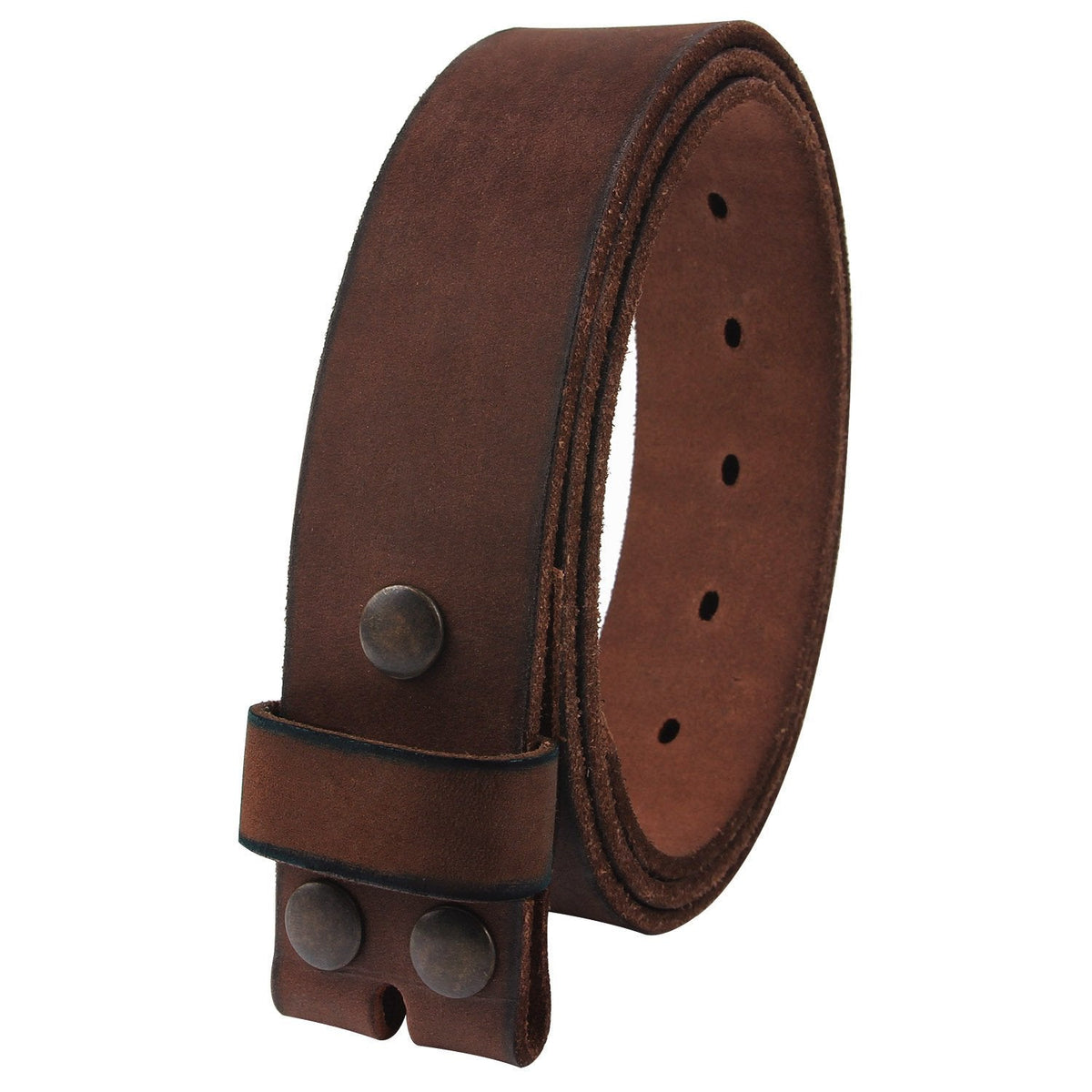 NPET Mens Leather Belt Full Grain Vintage Distressed Style Snap on Strap 1 1/2" Wide (For 36"-38" waist, coffee)