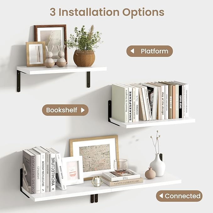 Fun Memories Deep Floating Shelves, 16W x 8D Floating Shelves Set of 2