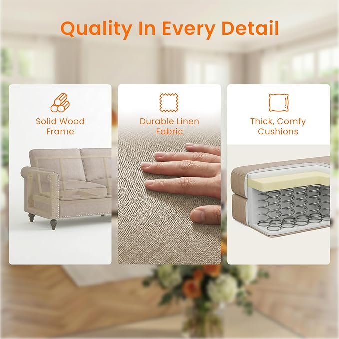 Living Room Sofa Sets 2 Piece, Modern 3 Seater Sofa and Loveseat Couch Sets