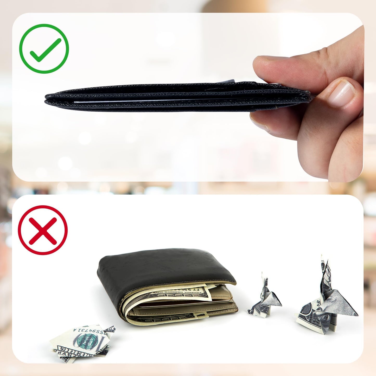 Chelmon Slim Wallet for Men, Minimalist Front Pocket RFID Blocking Credit Card Holder, Black Cross