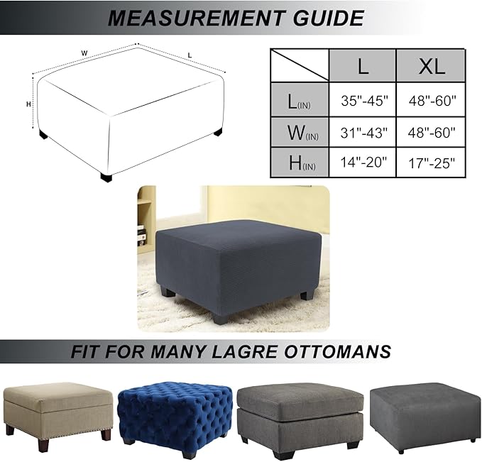 NeColorLife Stretch Ottoman Cover Square Oversized Soft Knitted Jacquard Thick
