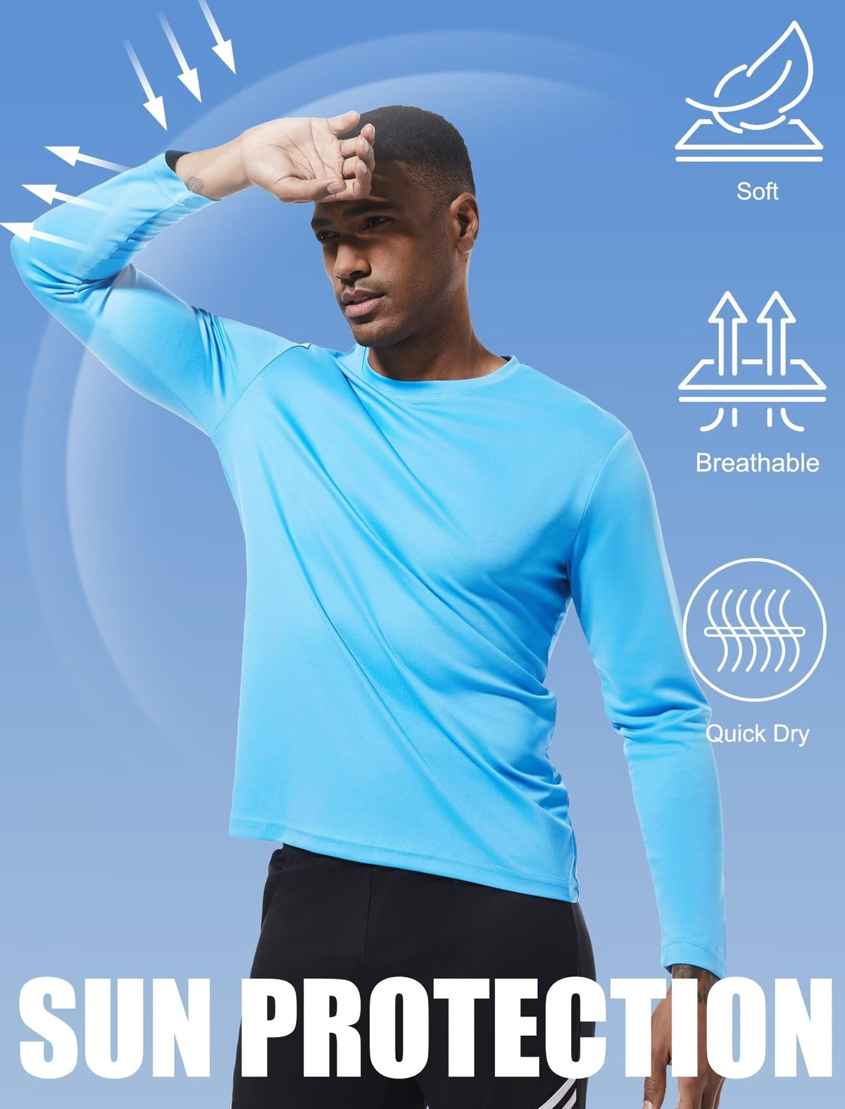 OYGSieg 6 Pack Long Sleeve Shirts for Men Moisture Wicking UPF SPF Sun Protection Tee Shirts Workout T Shirts Casual L