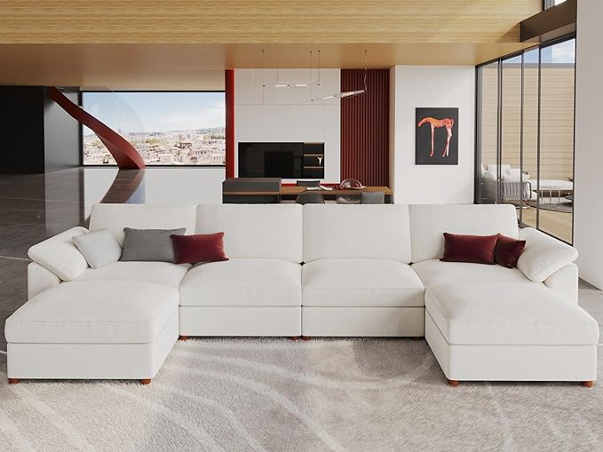 EASE MOOSE Cloud Sectional Modular Sofa, Oversized U Shape Sectional Couch Wide