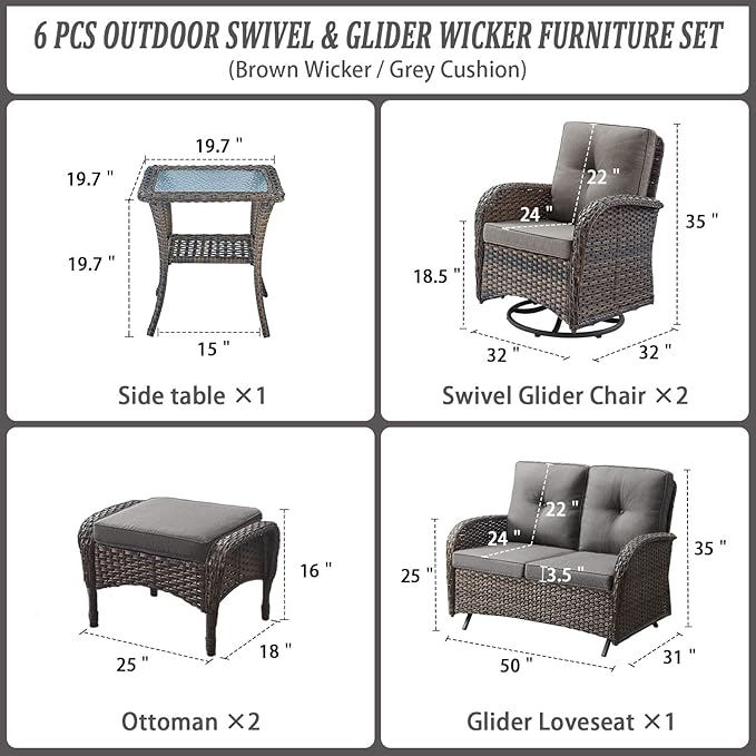 Belord 6 Piece Patio Conversation Sets