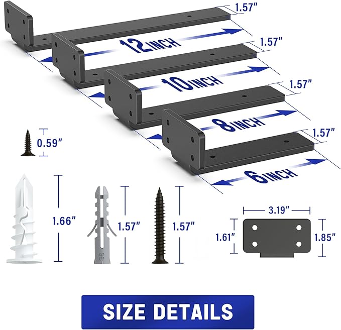 Goovilla Shelf Bracket, Heavy Duty Floating Shelf Brackets 6 inch Long