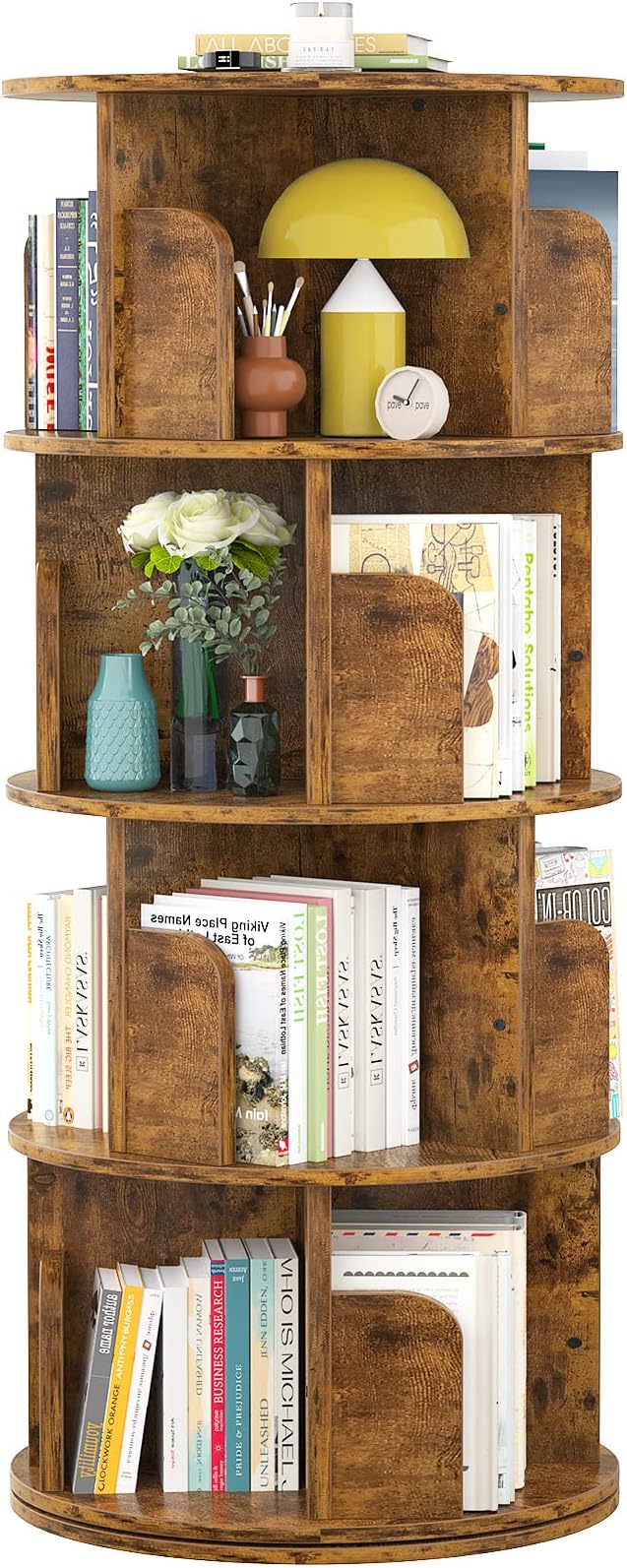 Aheaplus Rotating Bookshelf, Small Corner Bookshelf