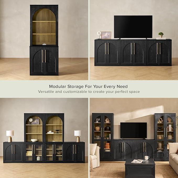 mopio Blake Tall Display Cabinet, Kitchen Buffet Pantry Cupboard, Trophy