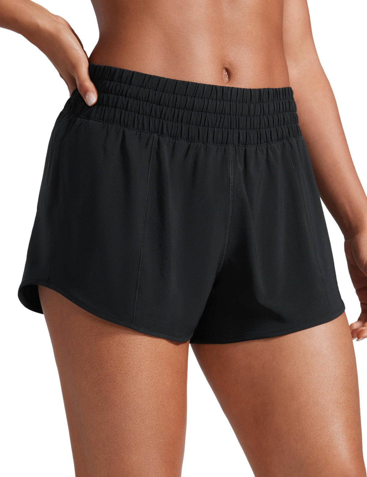 CRZ YOGA High Waisted Running Shorts for Women 2.5" - Mesh Liner Quick Dry for Sport Athletic Workout with Zipper Pocket Black Medium
