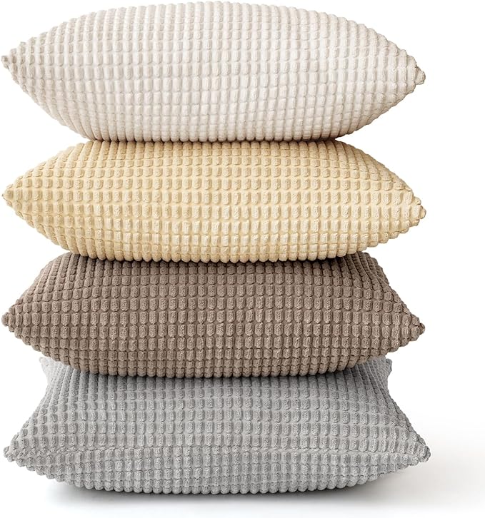MIULEE Neutral Harmony Decorative Pillow Covers 20x20 Inch Set of 4 Rustic