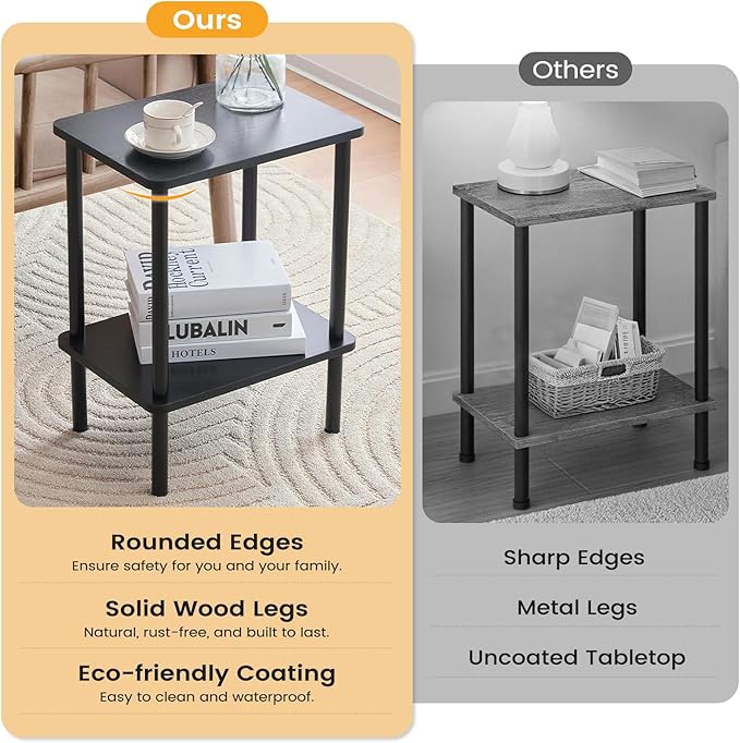 Apicizon 2 Tier End Table Set of 2, Small Side Table