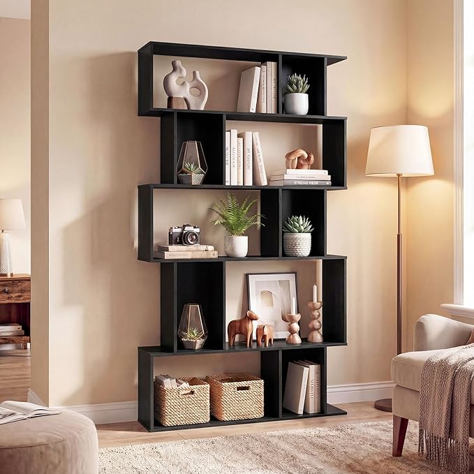 Giantex 5-Tier Bookshelves Set of 2, 10-Cube Geometric Bookcase