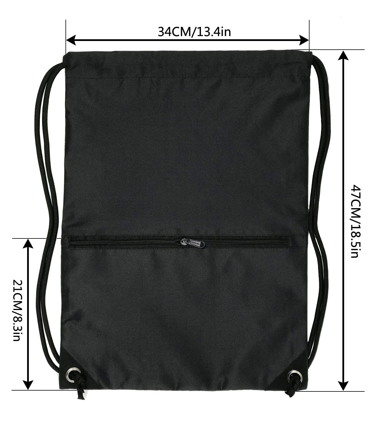 HOLYLUCK Drawstring Backpack Bag Sport Gym Sackpack - black