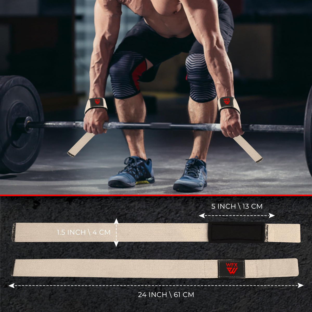 Weight Lifting Straps Wrist Support Padded Neoprene Gym Cross Training Hand Bar weightlifting Straps Fitness Bodybuilding Power Exercise Grips Deadlift Men Women (Half White)