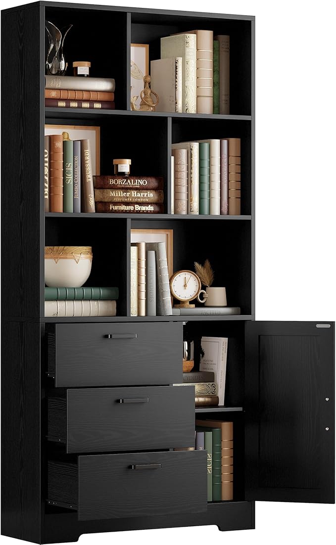 IRONCK Bookshelf, 70.9 Inch Tall Bookcase, 3-Tier Bookshelves