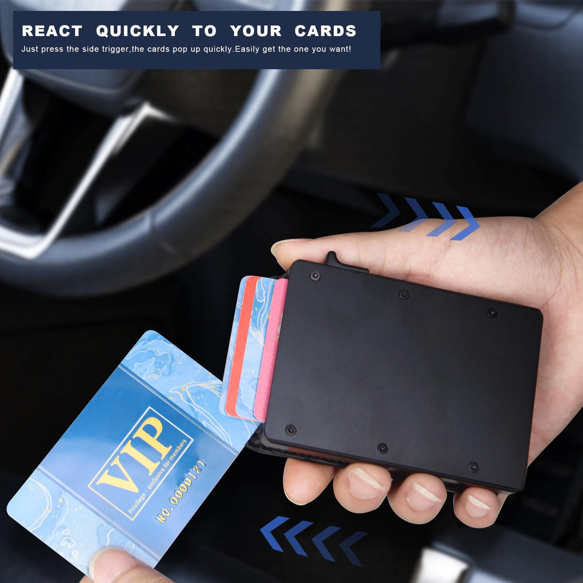 GAJOFO Slim Wallet for Men - Minimalist Mens Wallet with Money Clip，Slim Compact Wallet with Money Clip & ID Window,Pop Up Card Wallet, Metal Aluminum Credit Card Holder Bifold Wallet (black)