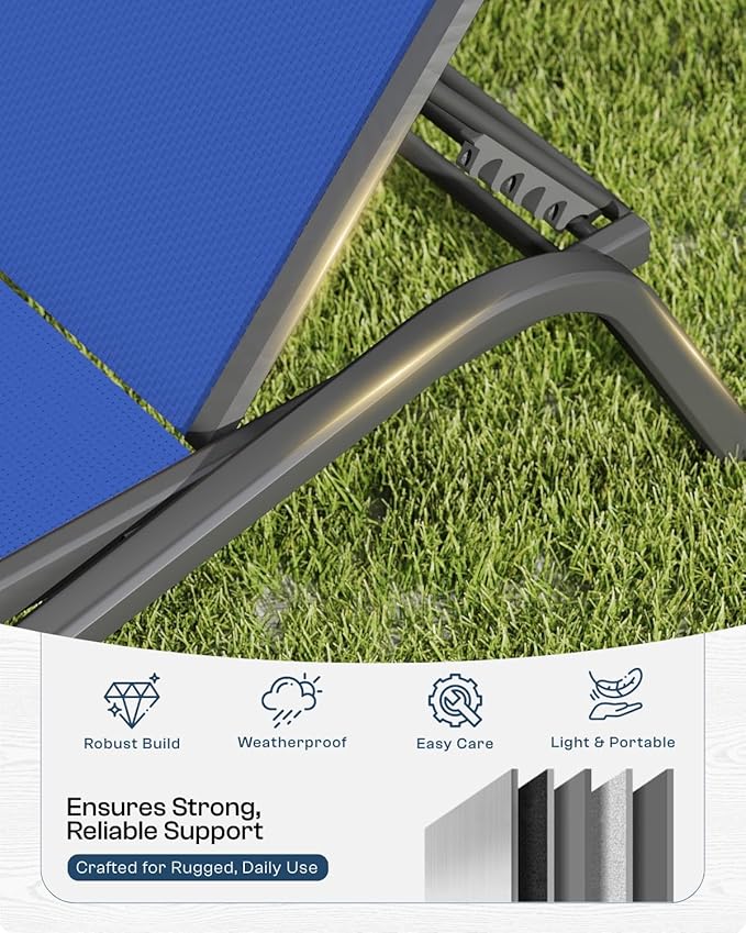 Patio Chaise Lounge Chairs Set of 4, All-Weather Aluminum Pool Loungers