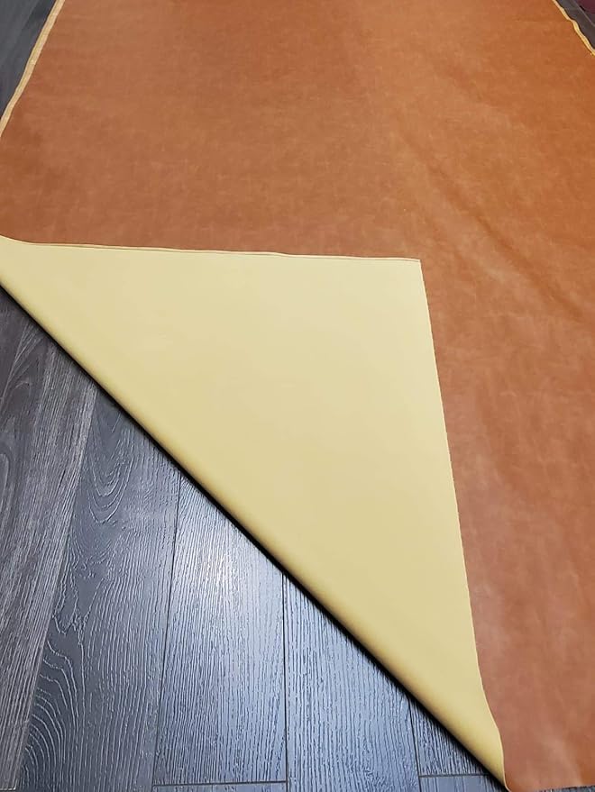 NAT LEATHERS | Tan Cognac 2 Tone Soft Faux Vegan Leather PU | 2 Yards Cut by