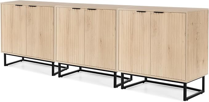 EYYTHUNG Fluted Cabinets with Storage Set of 3, Sideboard Buffet Cabinet with