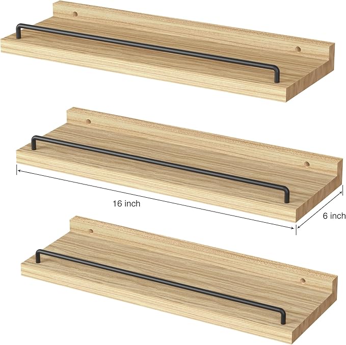 RYOFOBETTO Floating Shelves for Wall Decor, Light Brown Wood Shelves for