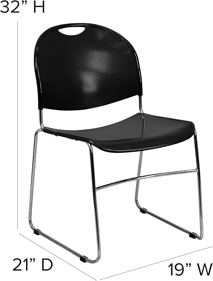 Flash Furniture 5 Pack HERCULES Series 880 lb. Capacity Black Ultra-Compact