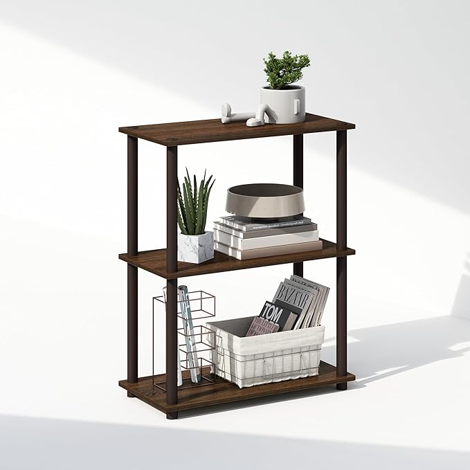 Furinno Turn-N-Tube Book Shelf, 3-Tier Bookshelf, Bookcase
