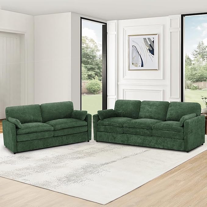 2 Pieces Chenille Sofa Set