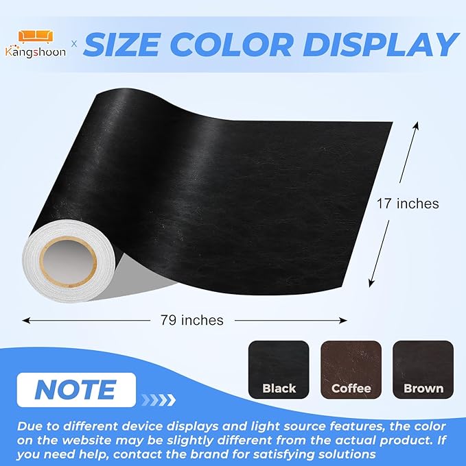 Kangshoon Leather Repair Patches, 17X79 Inch Self-Adhesive Leather Repair Tape
