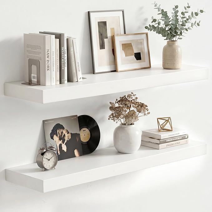 fuqing White Floating Shelves | 24 Inch Wood Floating Shelves
