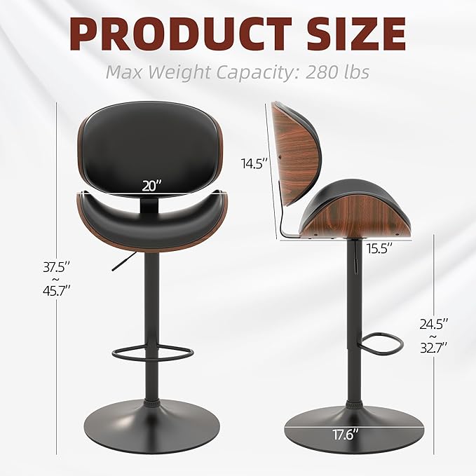 civama Bar Stools Set of 4 for Kitchen Counter, Adjustable Bar Height Chairs