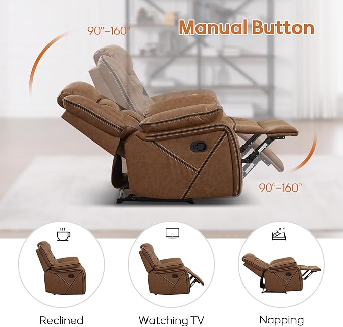 EBELLO Faux Leather Recliner Sofa Furniture Set