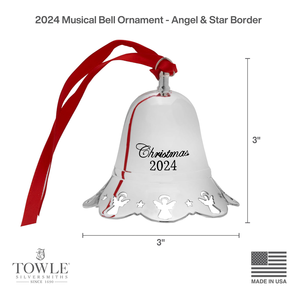 Towle 2024 Silver-Plated Musical Bell Ornament 44th Edition