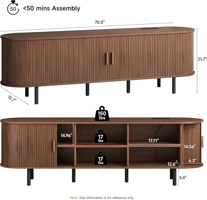 ONBRILL 70.8" TV Stand with Power Outlet