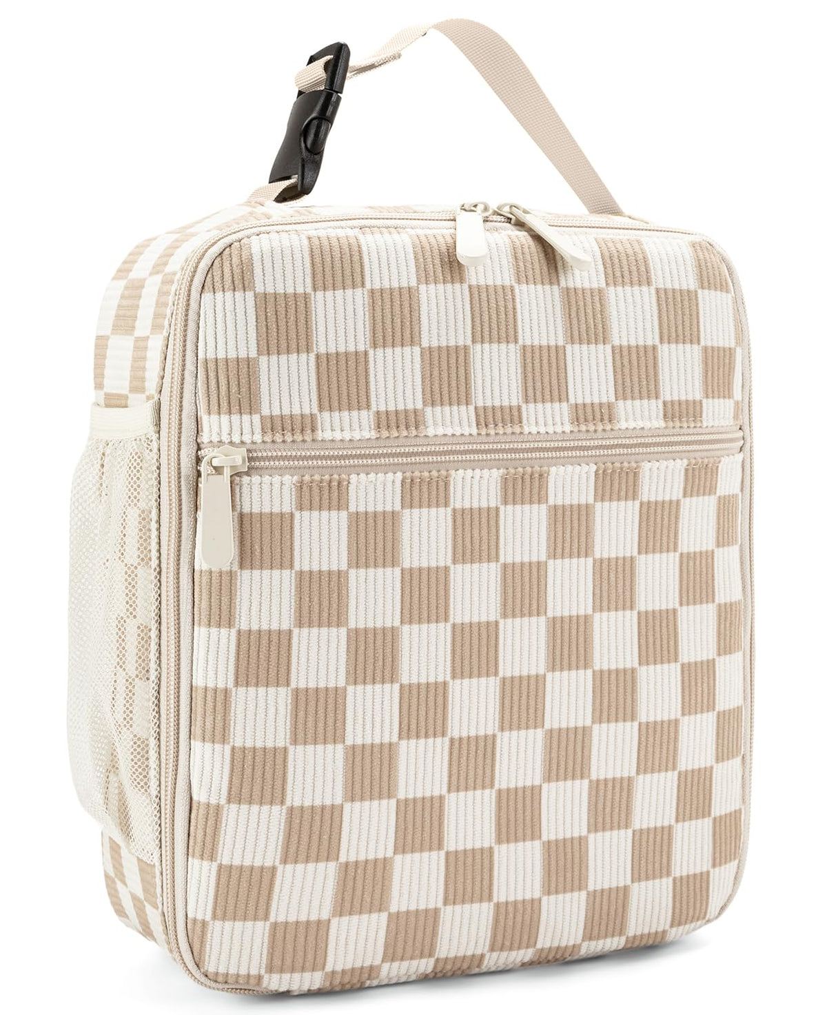 OYLOLA Lunch Box for Women Men Adult Insulated Lunch Bag Women Men Small Reusable Lunchbox for Work Picnic Travel (Beige-Brown Plaid)