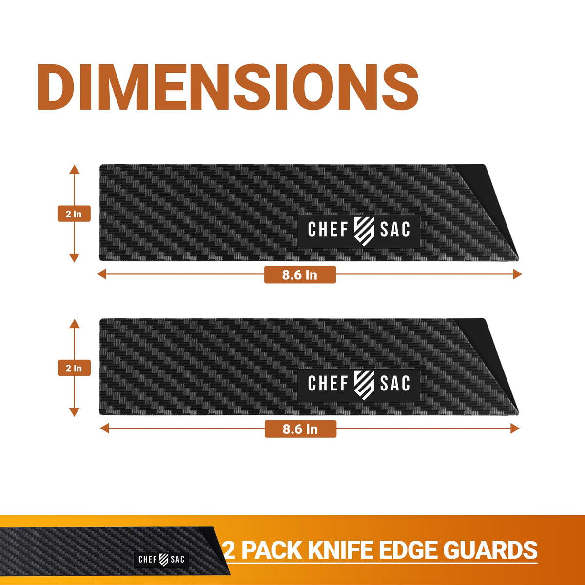 Knife Edge Guards, Universal Knife Sheath Covers, Professional Kitchen Chef Knife Protector Set, Blade Guard, BPA-Free ABS Plastic, Non-Scratch Felt Lining (2-Pack, 8.5")