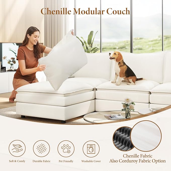 Vesgantti 142" Oversized Sectional Sofa Bed, 8-Seater Modular Sleeper Cloud