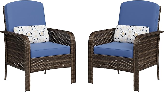 GarveeHome 2-Piece Outdoor Patio Furniture Set, All-Weather Rattan Chairs