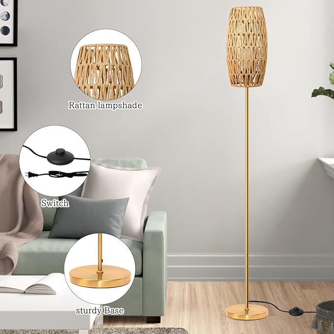 Ruiever Floor Lamp for Living Room, Farmhouse Floor lamp, Modern Standing lamp
