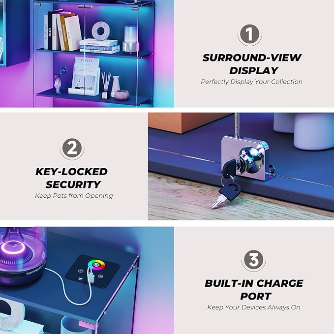 VersionTECH. Glass Display Cabinet