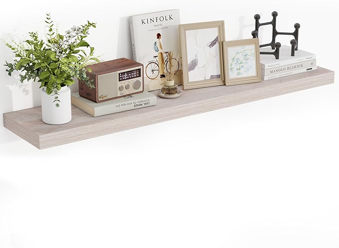 Acovy 48 Inch Floating Shelves, 3D Textured Wood Grain, Wooden Shelves