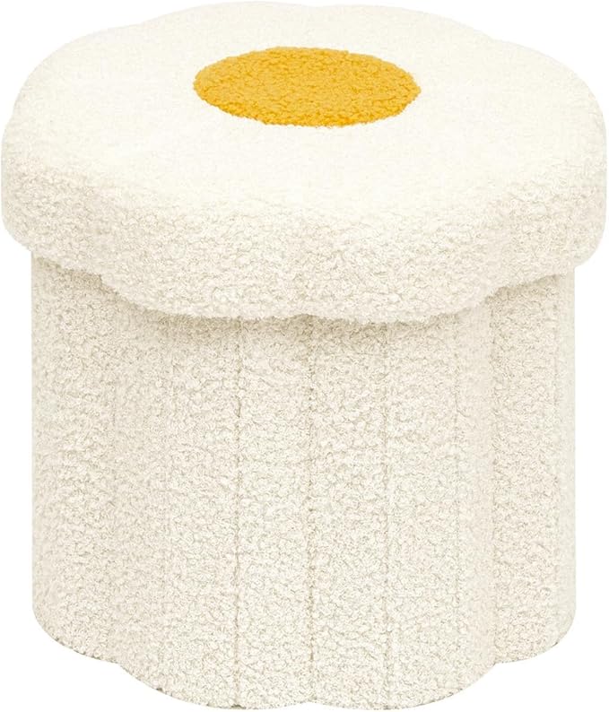 B FSOBEIIALEO Storage Ottoman Foldable, Sunflower Shaped Small Footrest