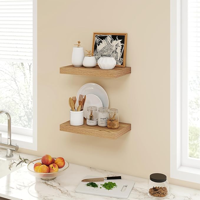 Acovy 16 Inch Floating Shelves, 9.3" Deep Floating Shelf Wall Mounted, Rustic