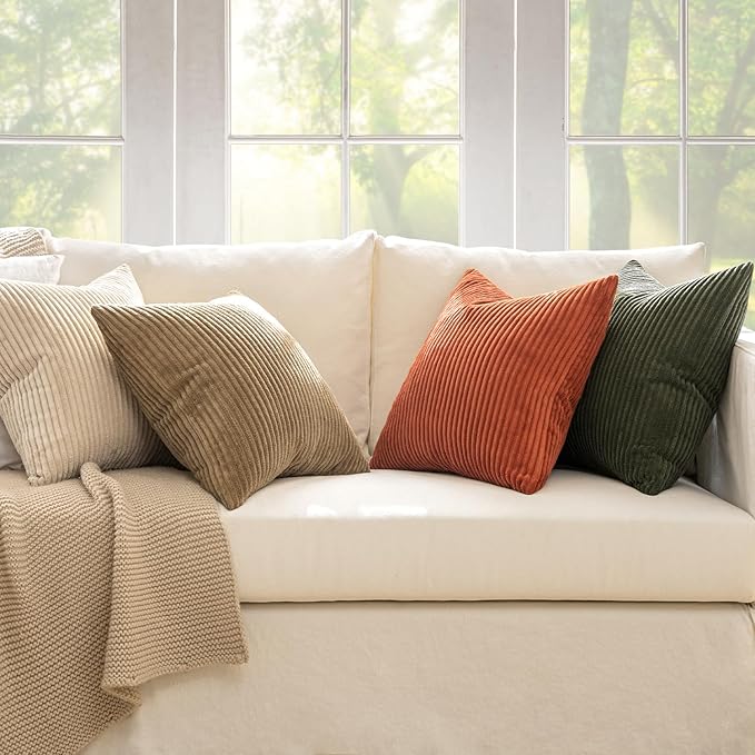 MIULEE Boho Farmhouse Throw Pillow Covers 18x18 Inch Set of 4 Rustic Modern