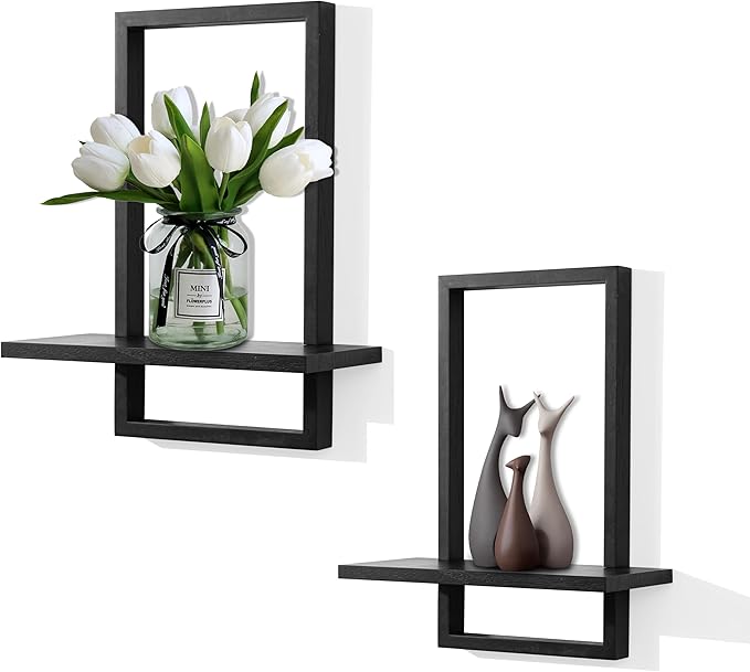 PHOENANCEE Square Floating Shelves, Wall Plants Holder, Bathroom Wall Decor