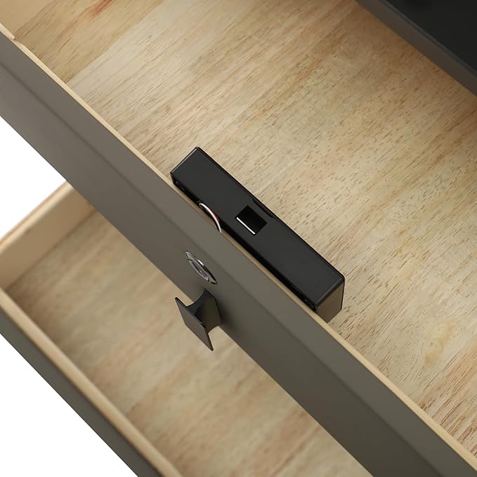 Smart Nightstand with Charging Station, Adjustable LED, USB Ports, Fingerprint