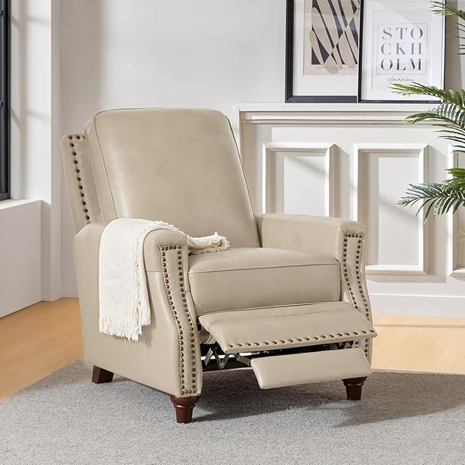 HULALA HOME Genuine Leather Manual Recliner Chairs Set of 2