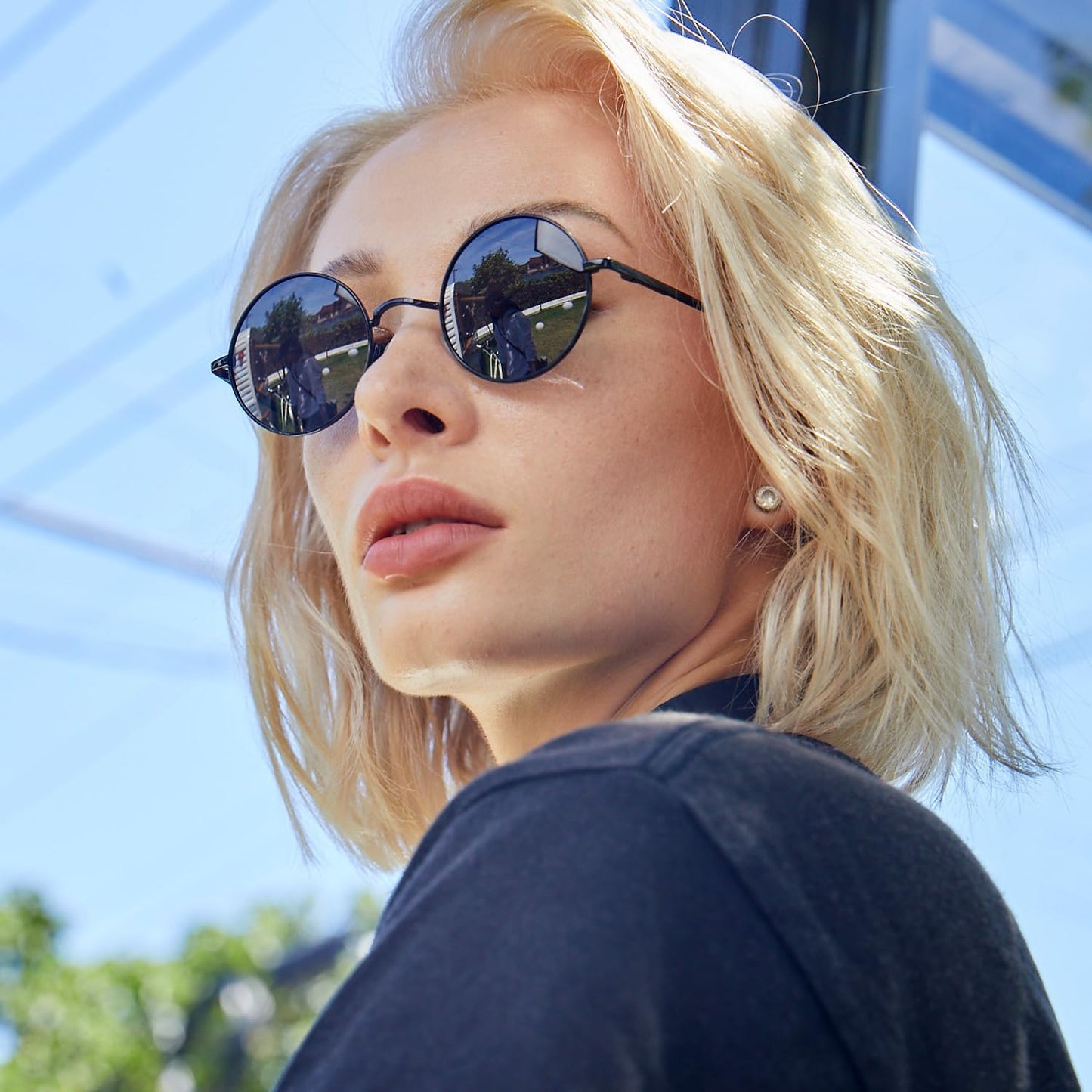 KALIYADI Round Polarized Sunglasses for Men Women Retro Metal Hippie Circle Style Sun Glasses UV Protection (2 Pack) 47mm