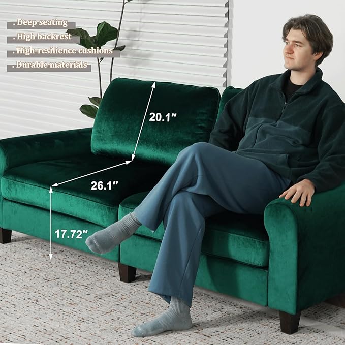 EASE MOOSE 70.6" Velvet Loveseat Sofa, Soft Deep Seat Couches