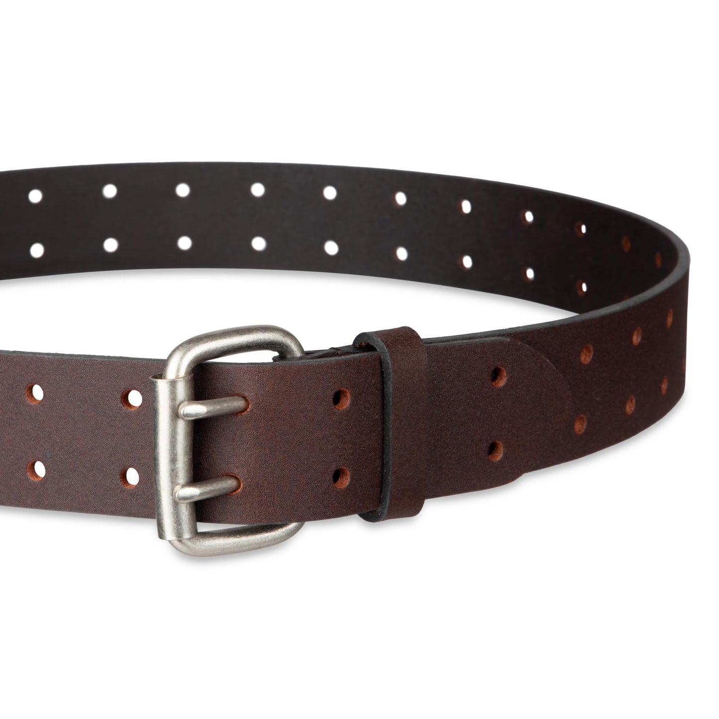 Dickies Work Belt for Men - Leather with Double Prong Buckle for Jeans and Heavy Duty Construction,Brown,36