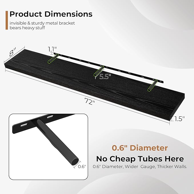 Fun Memories 72 Inch Floating Shelves