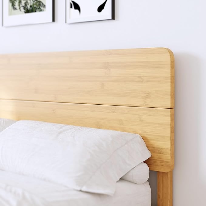 BOSRII 14in High Solid Bamboo Wood Platform Full Size Bed Frame